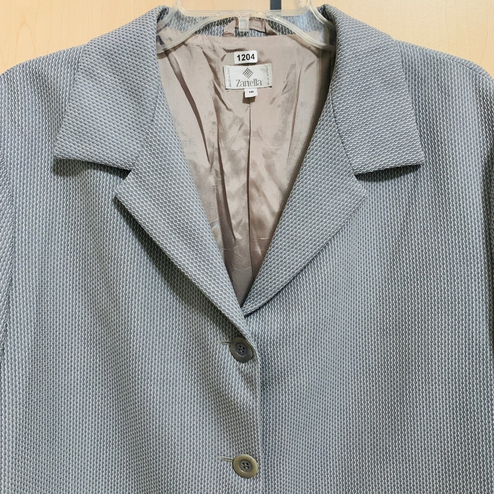 Zanella Blazer Jacket‎ Women's Size 16 Blue Green Geometric Print Made in Italy - Picture 4 of 12